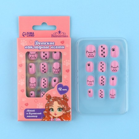 Children's false nails "cat", 12 pcs-1
