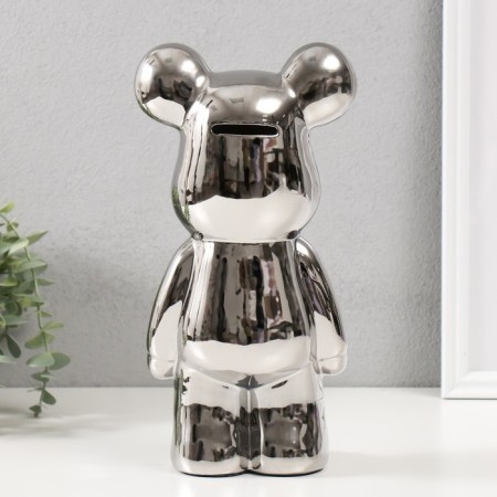 Piggy bank Ceramics "Bear" silver 11x13.5x28.5 cm-2