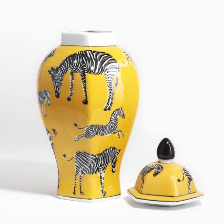 Vase for flowers with a zebra lid 15 x 15 x 35 cm-2