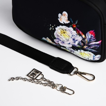 Women's textile bag "Flowers", 19x14x6 cm, black-6