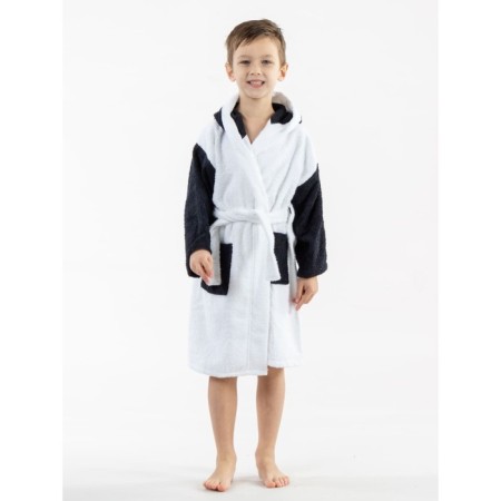 Terry robe for a boy, height 122-128 cm, white color-3