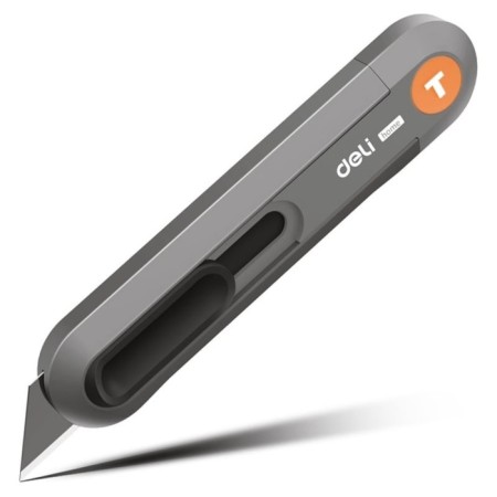 Technical knife Deli HT4008C 112885, auto -breeder, gray, trapezoidal blade