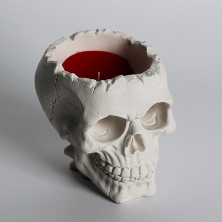 Figure candle in concrete "Crying skull", red-5