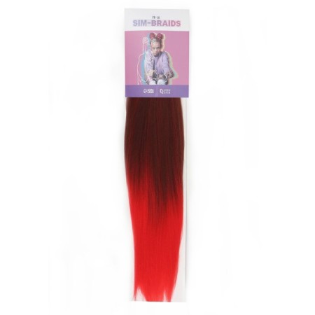 SIM-BRAIDS Kanecalon Two-color, corrugated, 65 cm, 90 gr, red/blond (#FR-10)-2