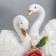 Souvenir Ceramics "Two Swan with Rosa" Straza 8x10.5x4 cm