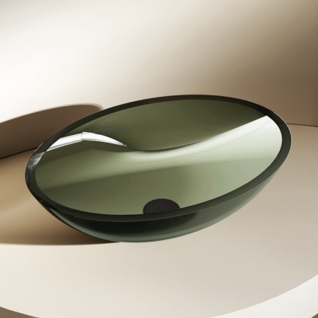 ABBER KRISTALL AT2802VESUVANIAN sink, invoice, 500x350x150 mm, transparent, olive