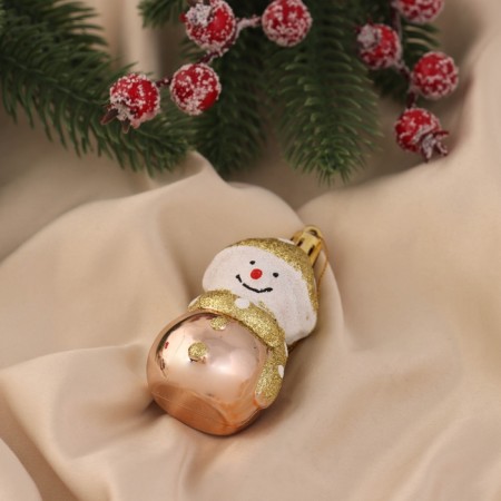 Jewelry decoration "Smiling Snowman" (set 2 pcs) 8x3.5 cm, gold-1