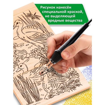 Burning. Set of burning boards and painting "Animal World" A5, 5 pcs.-2