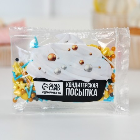 Sprinking confectionery figured "hearts": blue, yellow, black, 25 g.-3