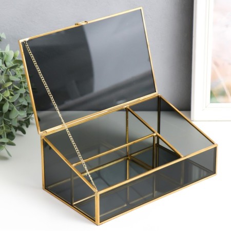 Casket Glass with a metal frame "darkened" gold 10x14.5x25 cm-1