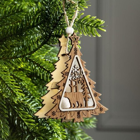 Christmas tree toy "Christmas tree with a bear", from batteries, a glow of warm white-1