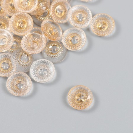 Buttons plastic for creativity 2 punctures "Illusion" gold set 40 pcs 1.2x1.2 cm-1