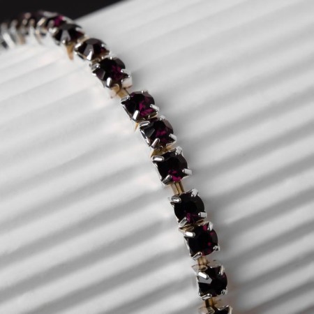 Bracelet with rhinestones "ice" 1 row, purple color in silver, l = 7 cm-1