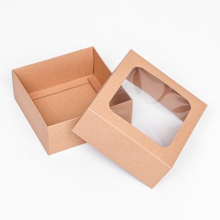 The box is folding, the lid is, with a window, craft, 15 x 15 x 6.5 cm,-3