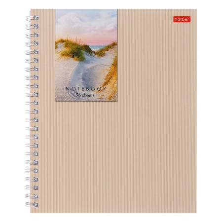 A notebook of 96 sheets in a cage on the crest "Touching nature", cover coated cardboard, matte lamination, block 65 g/m2, mix-4