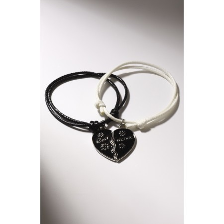 Bracelets "Demetrons" Flower and Heart, Black and White Color, 7 cm-1
