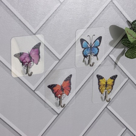 Velcro hook "Butterflies", 4 pcs, color and pattern mix