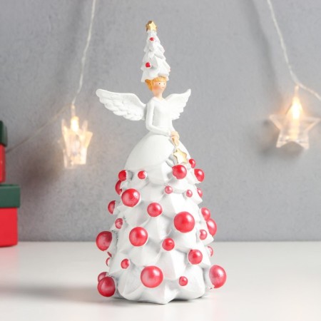 Souvenir Polystone "New Year's Angel with a Christmas tree and New Year's balls" 18x8.5x8.5 cm-1