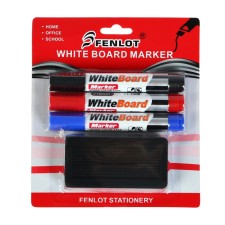 A set of markers for board, 3 colors, 3 mm, with a sponge, blister