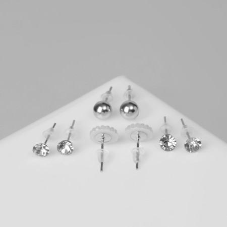 Pusets 4 pairs of "romance" Vintage circle, white color in silver-2