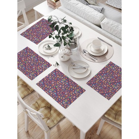 A set of napkins for setting the table "Retro toys", rectangular, size 32x46 cm, 4 pcs
