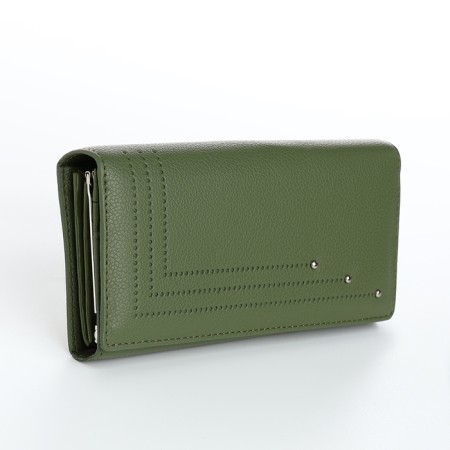 Women's wallet on magnets, green color