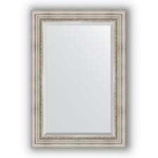 Mirror with fatset in the baguette frame - Roman silver 88 mm, 66 x 96 cm, evoForm