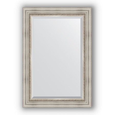 Mirror with fatset in the baguette frame - Roman silver 88 mm, 66 x 96 cm, evoForm