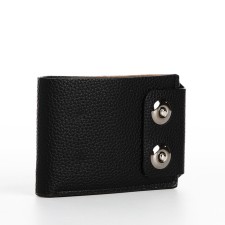 Male purse on magnets, department for bills, cards, coins, black color