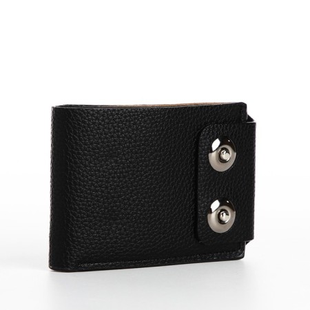 Male purse on magnets, department for bills, cards, coins, black color