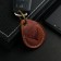 Leather keychain for a car key, label, drop, genuine leather, brown, deer