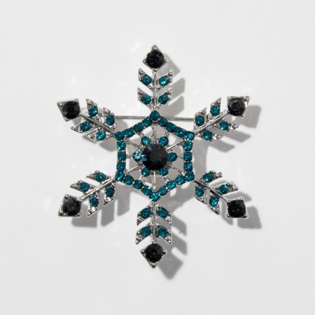 Brooch "Snowflake" is the most beautiful, blue color in silver-1