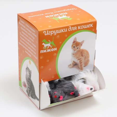 Toy for cats "Mouse Malaya", 5 cm, packing 60 pcs, mix of flowers-1