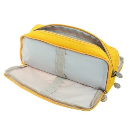 School pencil case on the zipper 3-section, yellow-6