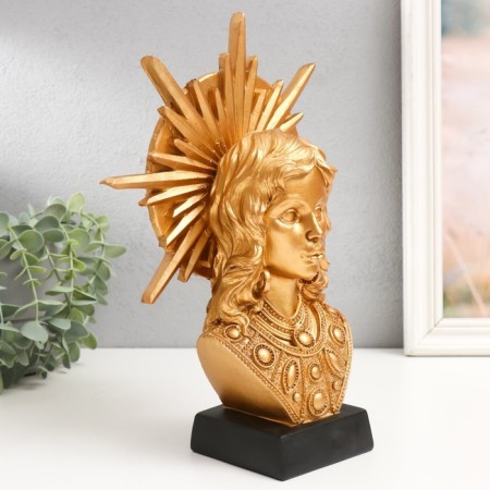 Souvenir Polystone Bust "African and halo with rays" gold 27.5x20.3x9 cm-1