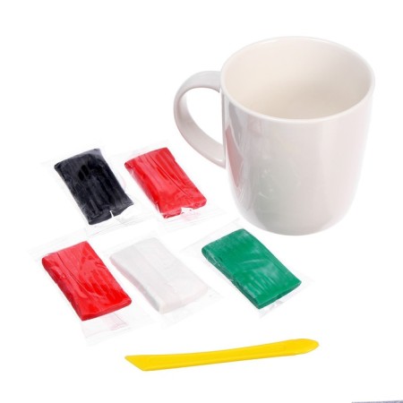 Set for decor mug polymer clay “New Year! Bullfill on a branch "-2