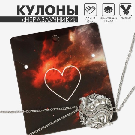 Kulons "Demetrons" Wolves Yin-Yang, Color silver, 45 cm-3