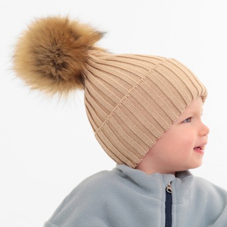 Children's hat minku rr 52-54, beige color-1