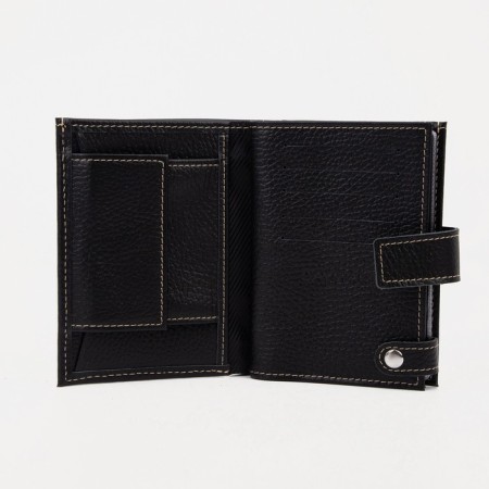 Male purse on the 3 in 1 button, a department for auto documents and passports, black color-2