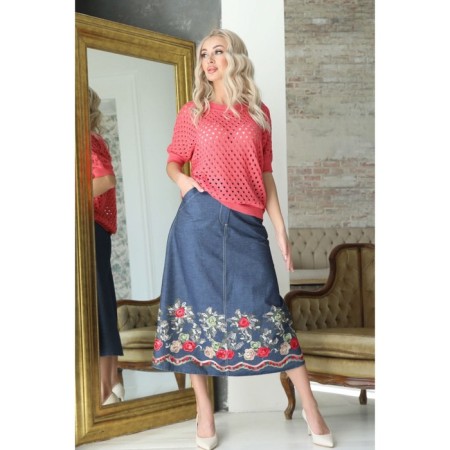 Women's skirt, size 42, blue color-5