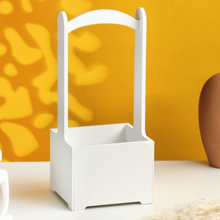 Kashpo - wooden box 13.5x13.5x30 cm, white