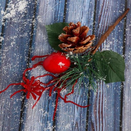 Decor "Winter Charm" Scarlet branches and flower 16 cm