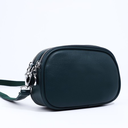Bag Cross-Bodi on zippers, external pocket, dark green color-2
