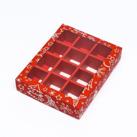 New Year. Box for 12 sweets "Snowman", 19 x 15 x 3.6 cm, confectionery packaging-5