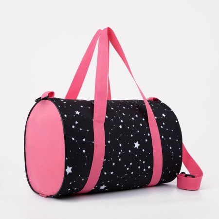 Sports bag with lightning, long belt, black/pink color