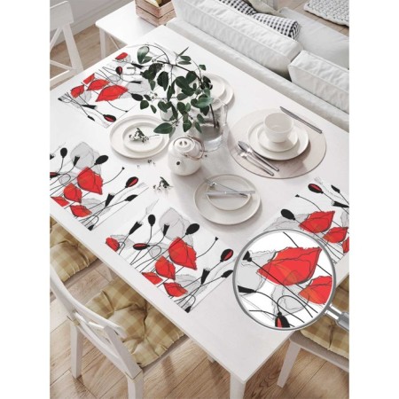 A set of napkins for setting the table "Flower kiss", rectangular, size 32x46 cm, 4 pcs-1