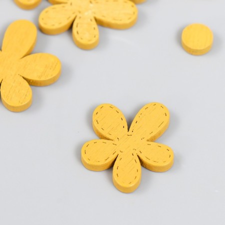 Decor for creativity tree "Chamomile and core" set 10+10 pcs mustard 2.3x2 cm-1