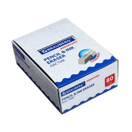 Eraser Brauberg Partner, gray-white, in a cardboard display, 41x14x8 mm-8