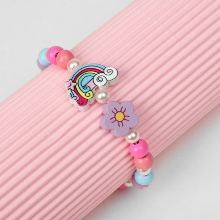 Bracelet Children's "Choselka" Rainbow curly and flower, color
