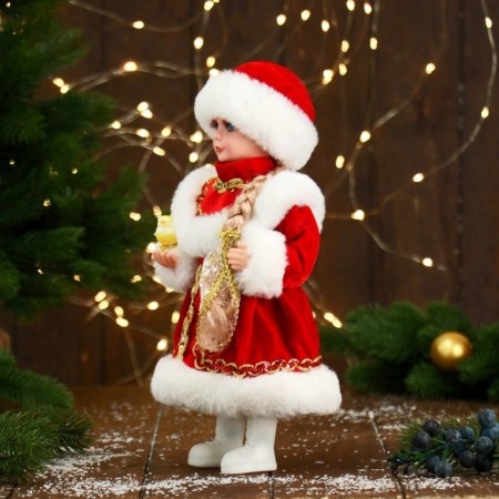 Snegurochka under the Christmas tree "Winter magic. In a lush fur coat ", 30 cm, red-7